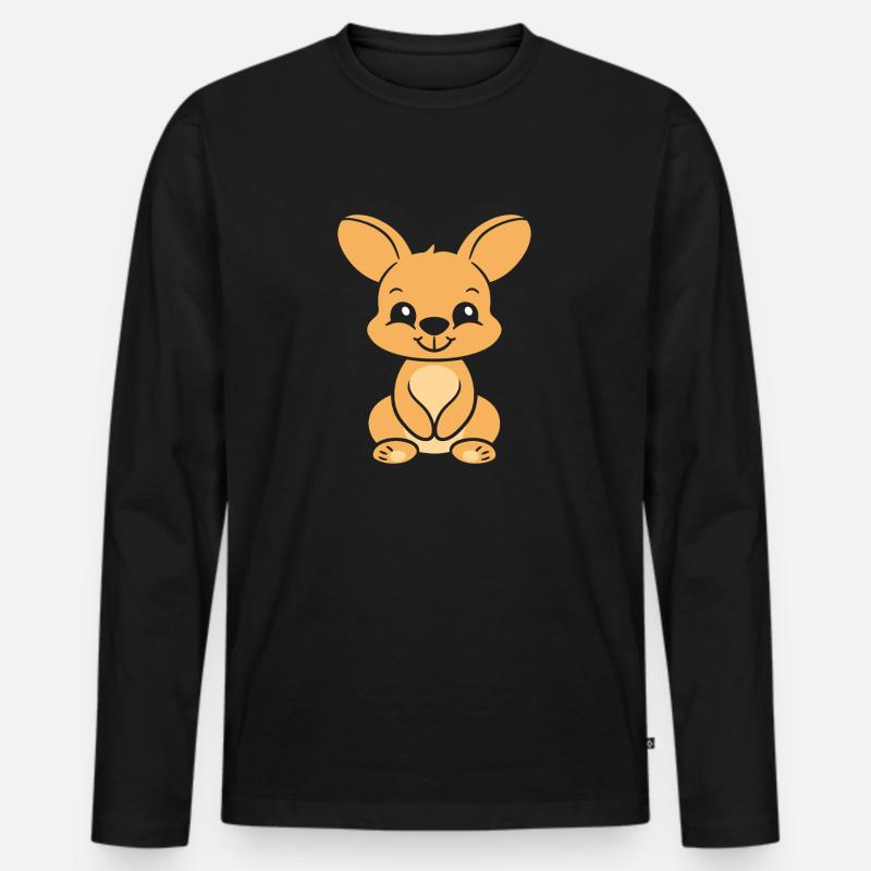 Wallaby - Männer Premium Bio Langarmshirt - Schwarz