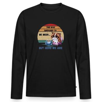 This was supposed to be beer but here we are - Men's Premium Organic Long Sleeve Shirt - black - Front - Nico (187cm)