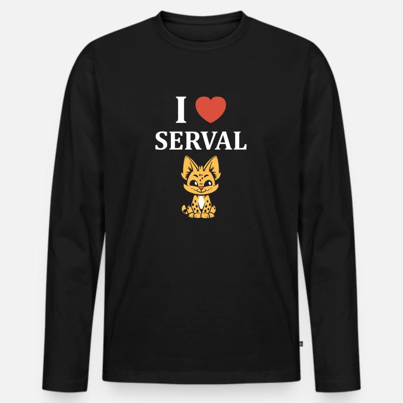 Serval - Männer Premium Bio Langarmshirt - Schwarz