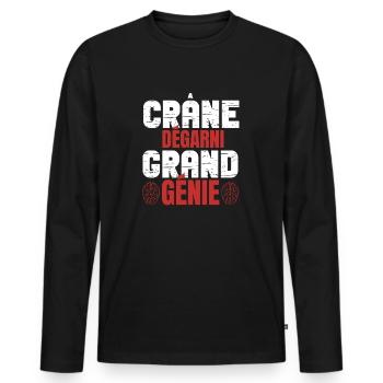 Crâne Dégarni, Grand Génie - T-shirt manches longues Premium bio Homme - noir - Devant - Nico (187cm)