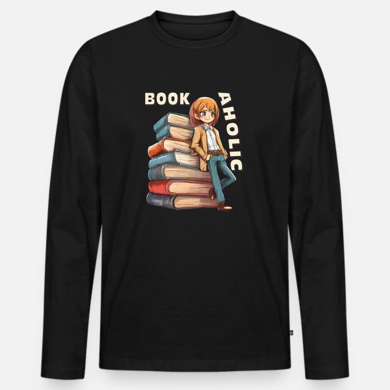 BÜCHER BOOKAHOLIC - Männer Premium Bio Langarmshirt - Schwarz