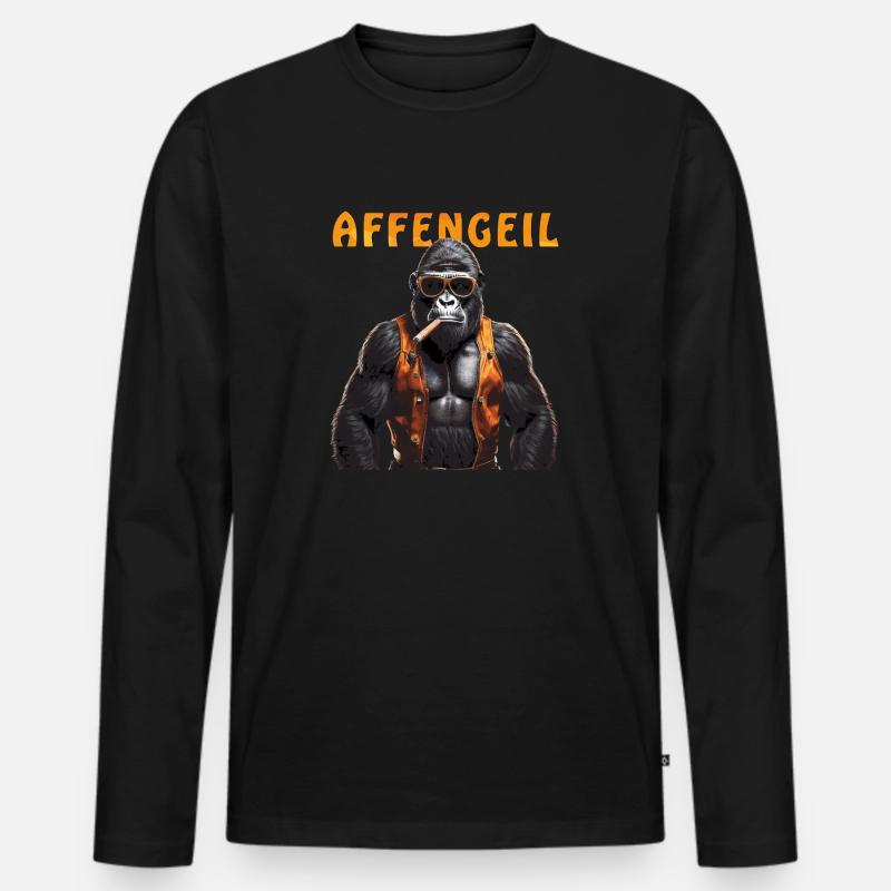 AFFE GORILLA AFFENGEIL - Männer Premium Bio Langarmshirt - Schwarz