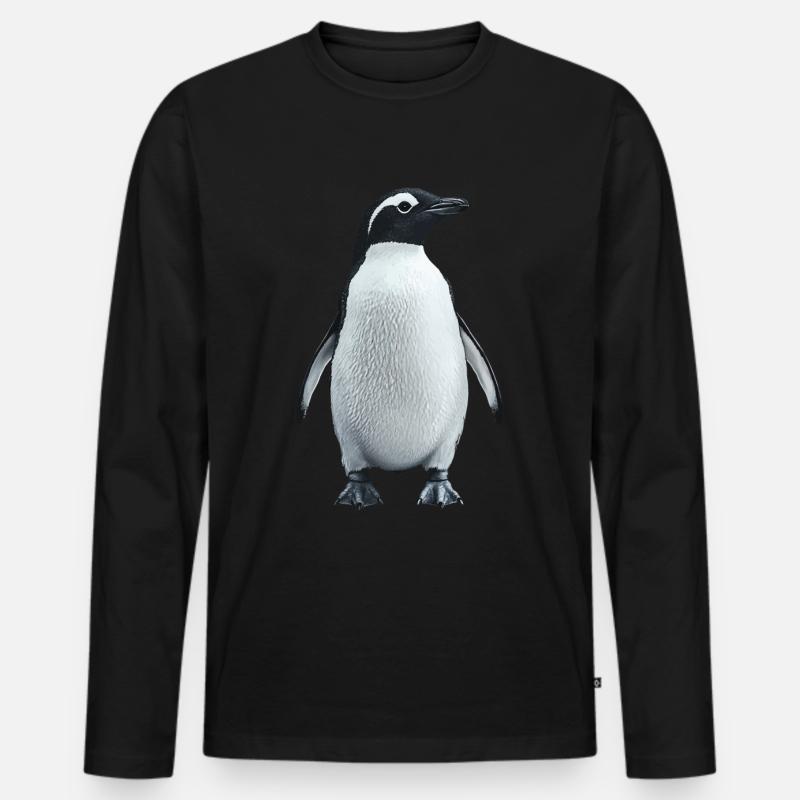 Pinguin - Männer Premium Bio Langarmshirt - Schwarz