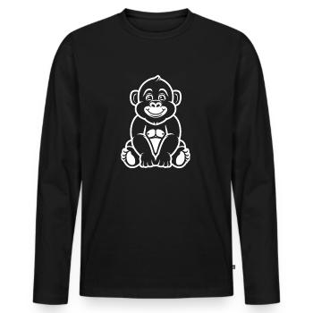 Gorilla - Männer Premium Bio Langarmshirt - Schwarz - Vorne - Nico (187cm)