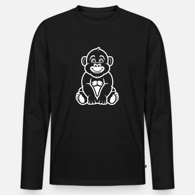 Gorilla - Männer Premium Bio Langarmshirt - Schwarz