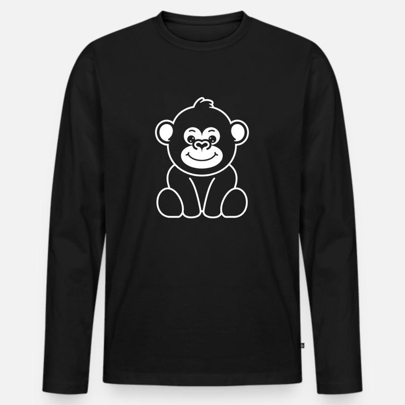Gorilla - Männer Premium Bio Langarmshirt - Schwarz