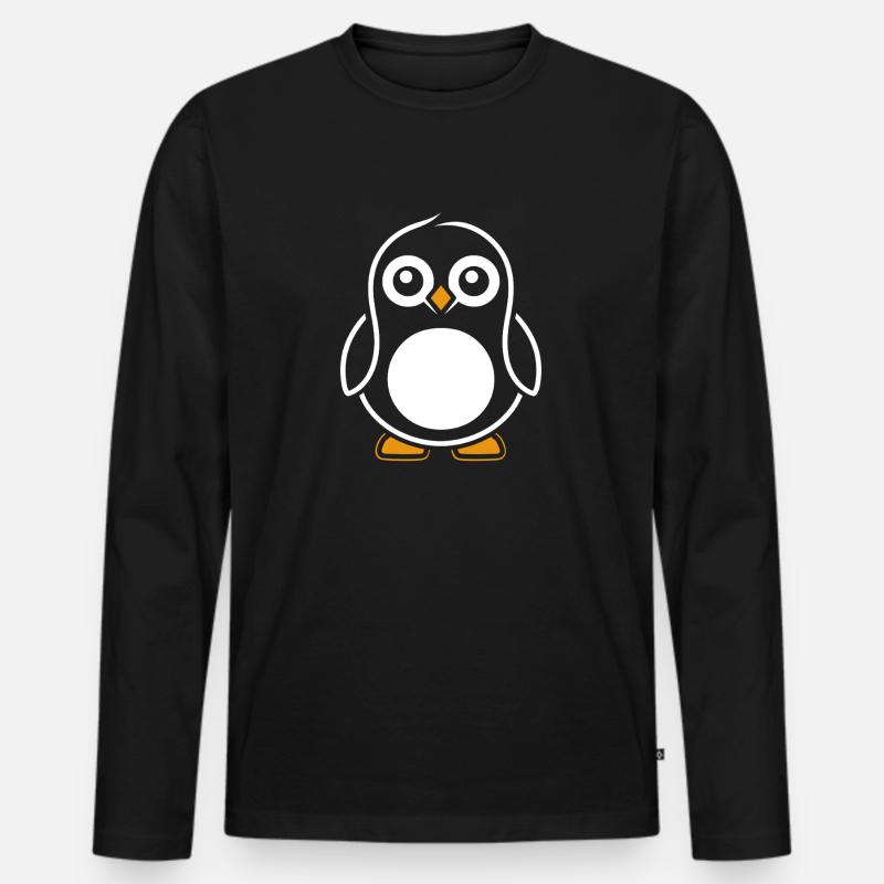 Pinguin - Männer Premium Bio Langarmshirt - Schwarz