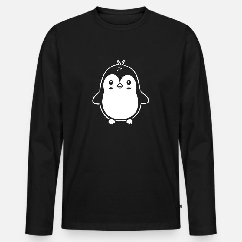 Pinguin - Männer Premium Bio Langarmshirt - Schwarz