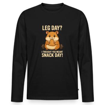 Hamster "Leg day"? - Men's Premium Organic Long Sleeve Shirt - black - Front - Nico (187cm)