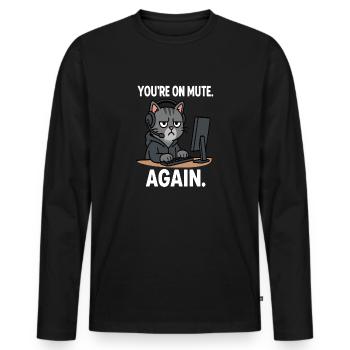 Chat de bureau à domicile - T-shirt manches longues Premium bio Homme - noir - Devant - Nico (187cm)