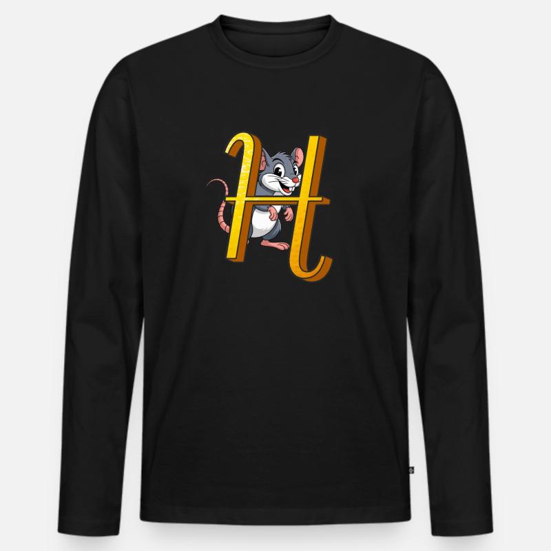 BUCHSTABE H - Männer Premium Bio Langarmshirt - Schwarz