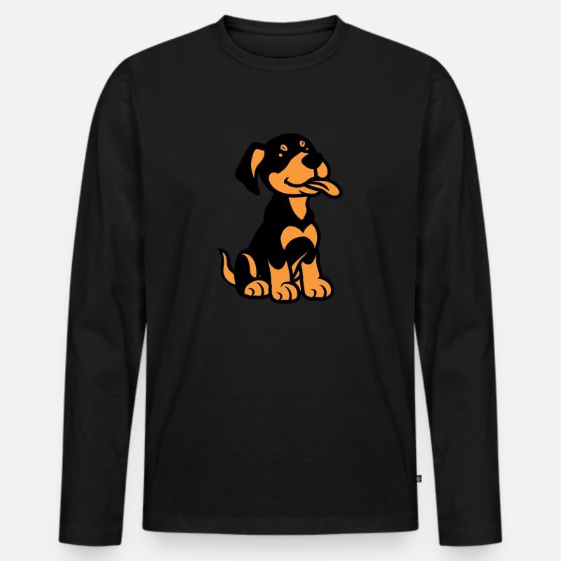 Dobermann - Männer Premium Bio Langarmshirt - Schwarz
