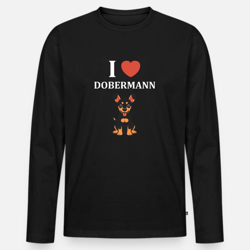 Dobermann - Männer Premium Bio Langarmshirt - Schwarz