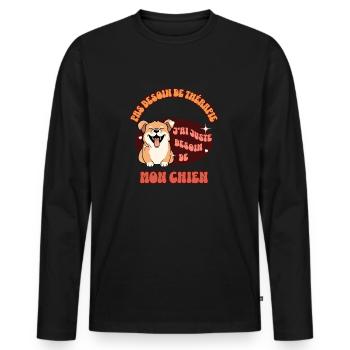 Besoin de mon chien - T-shirt manches longues Premium bio Homme - noir - Devant - Nico (187cm)