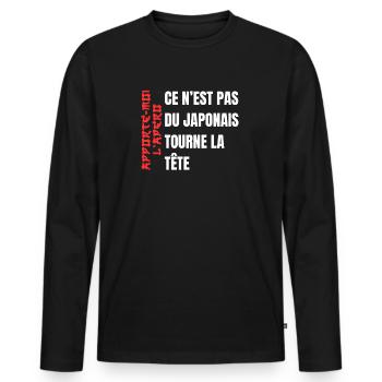 Tourne la tête apéro - T-shirt manches longues Premium bio Homme - noir - Devant - Nico (187cm)