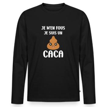 caca - T-shirt manches longues Premium bio Homme - noir - Devant - Nico (187cm)