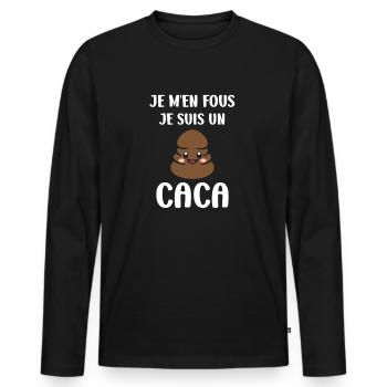 caca - T-shirt manches longues Premium bio Homme - noir - Devant - Nico (187cm)