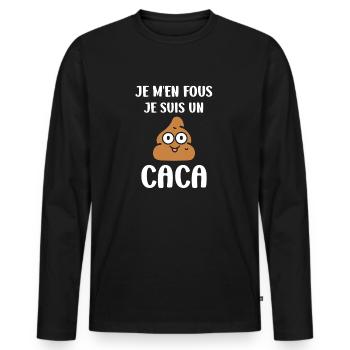 caca - T-shirt manches longues Premium bio Homme - noir - Devant - Nico (187cm)