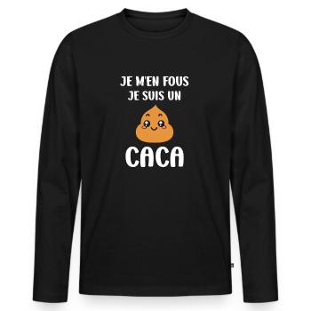 caca - T-shirt manches longues Premium bio Homme - noir - Devant - Nico (187cm)