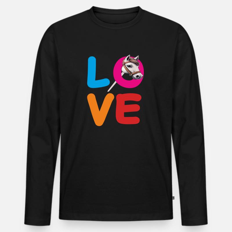 LOVE STECKENPFERD - Männer Premium Bio Langarmshirt - Schwarz