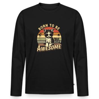 Born to Be Awesome - Men's Premium Organic Long Sleeve Shirt - black - Front - Nico (187cm)