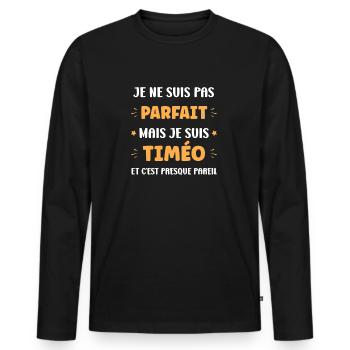 Timo - T-shirt manches longues Premium bio Homme - noir - Devant - Nico (187cm)