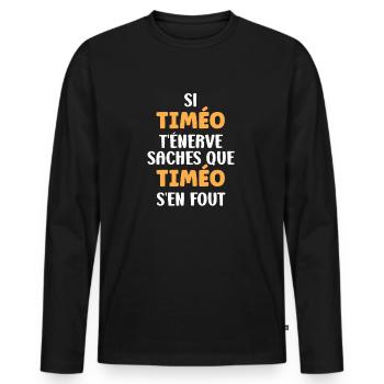 Timo - T-shirt manches longues Premium bio Homme - noir - Devant - Nico (187cm)