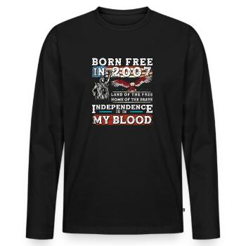Geboren frei im Jahr 2007 - 18 Jahre Freiheit und Stärke - Männer Premium Bio Langarmshirt - Schwarz - Vorne - Nico (187cm)