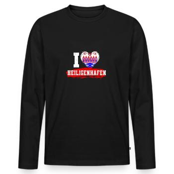 Heiligenhafen Heiligenhafener I Love Heiligenhafen - Männer Premium Bio Langarmshirt - Schwarz - Vorne - Nico (187cm)