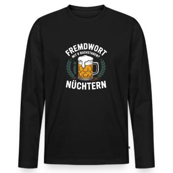 Party Fremdwort mit 8 Buchstaben - Nüchtern - Männer Premium Bio Langarmshirt - Schwarz - Vorne - Nico (187cm)