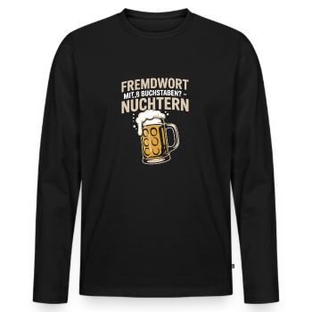 Party Fremdwort mit 8 Buchstaben - Nüchtern - Männer Premium Bio Langarmshirt - Schwarz - Vorne - Nico (187cm)
