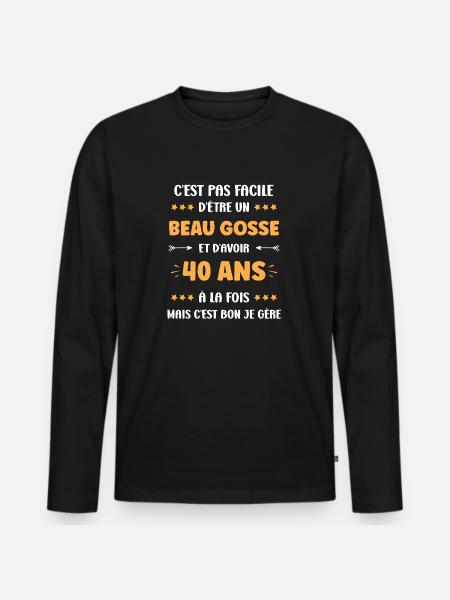 40 ANS - T-shirt manches longues Premium bio Homme - noir