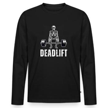 Deadlift Skeleton Gym Workout - Men's Premium Organic Long Sleeve Shirt - black - Front - Nico (187cm)
