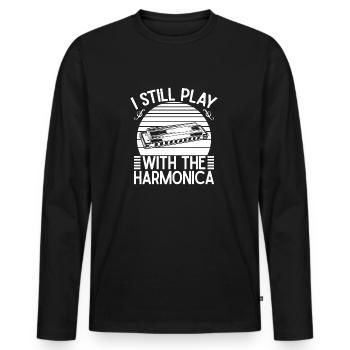 Harmonica Musican Still Play With The Harmonica - Männer Premium Bio Langarmshirt - Schwarz - Vorne - Nico (187cm)