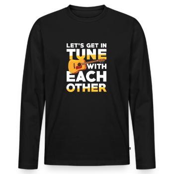 Lass Uns Im Einklang Miteinander Sein Mit Gitarre - Männer Premium Bio Langarmshirt - Schwarz - Vorne - Nico (187cm)