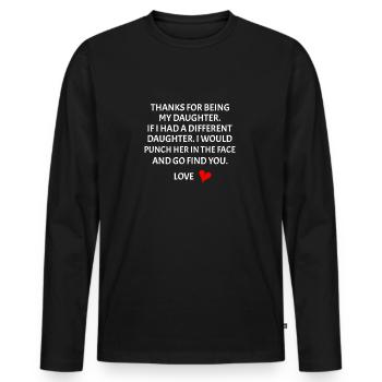 Merci d’être ma fille, père-fille - T-shirt manches longues Premium bio Homme - noir - Devant - Nico (187cm)