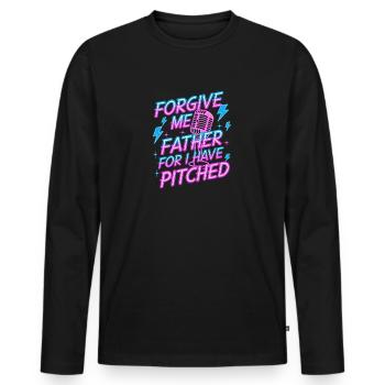 Pardonne-moi Père Baseball Pitcher Flame Design - T-shirt manches longues Premium bio Homme - noir - Devant - Nico (187cm)