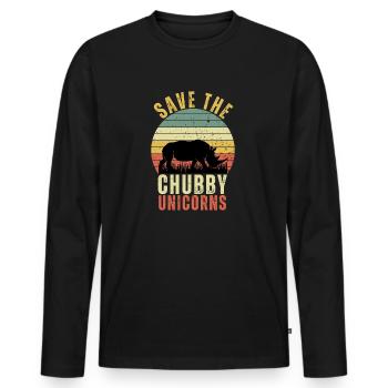 Save the Chubby Unicorns - Men's Premium Organic Long Sleeve Shirt - black - Front - Nico (187cm)