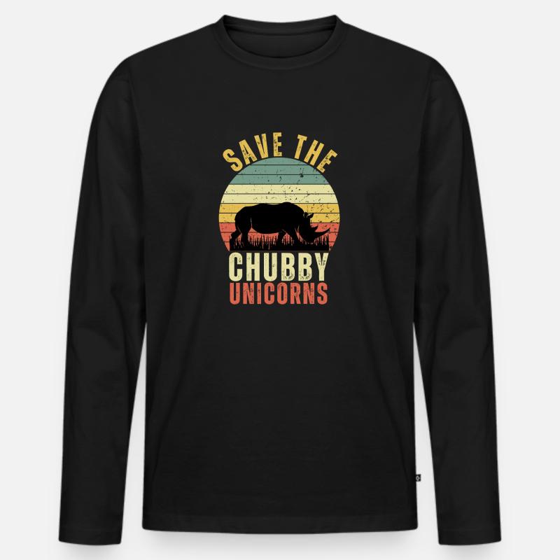 Rettet die molligen Einhörner - Männer Premium Bio Langarmshirt - Schwarz