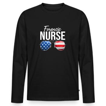 Forensic Nurse Practitioner USA Sunglasses - Men's Premium Organic Long Sleeve Shirt - black - Front - Nico (187cm)