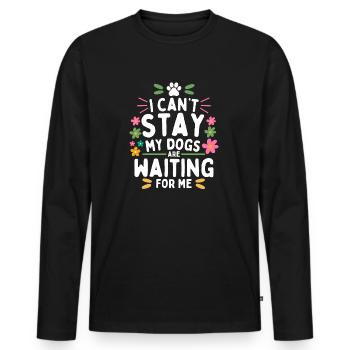 Je ne peux pas rester, mes chiens m’attendent - T-shirt manches longues Premium bio Homme - noir - Devant - Nico (187cm)