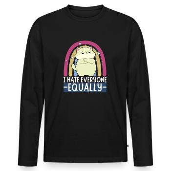 I Hate Everyone Equally - Men's Premium Organic Long Sleeve Shirt - black - Front - Nico (187cm)