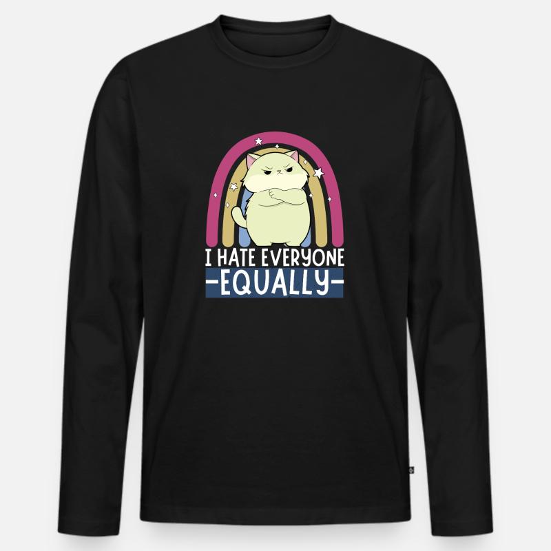 Ich hasse alle gleich - Männer Premium Bio Langarmshirt - Schwarz