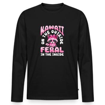 Lustige niedliche wilde Waschbär Meme - Männer Premium Bio Langarmshirt - Schwarz - Vorne - Nico (187cm)