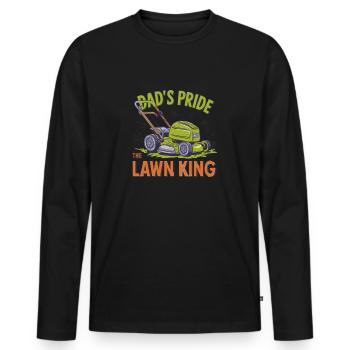 La fierté de papa : le roi de la tondeuse à gazon - T-shirt manches longues Premium bio Homme - noir - Devant - Nico (187cm)