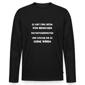 Physiotherapist Lustig Physiotherapy - Men's Premium Organic Long Sleeve Shirt - black - Front - Nico (187cm)