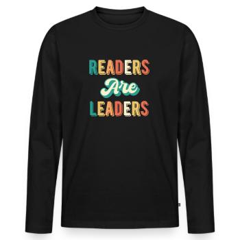 Leser sind Führungskräfte - Männer Premium Bio Langarmshirt - Schwarz - Vorne - Nico (187cm)