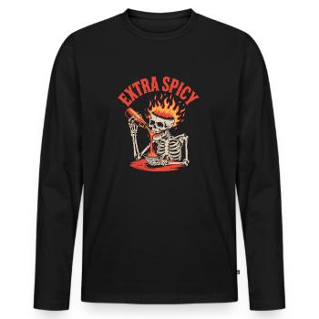 Poivron rouge Chili Amateur de nourriture épicée - T-shirt manches longues Premium bio Homme - noir - Devant - Nico (187cm)