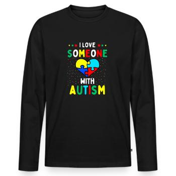 I Love Someone with Autism - Men's Premium Organic Long Sleeve Shirt - black - Front - Nico (187cm)