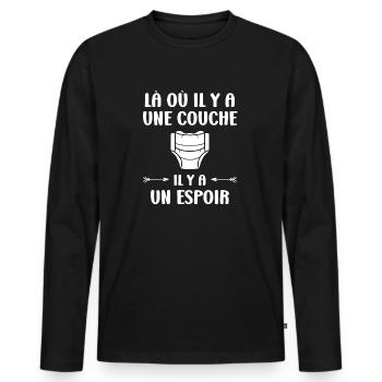 Couches - T-shirt manches longues Premium bio Homme - noir - Devant - Nico (187cm)